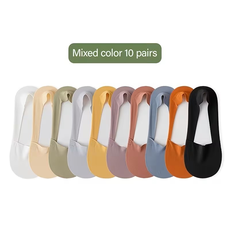 10 Pairs - Silicone Non-Slip Non-Fall Off with Ice Shallow Mouth Invisible Boat Socks