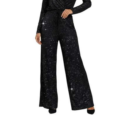 💖LAST DAY SALE 70% OFF🥰Women's Sequin Sparkle Wide Leg Pants with Elastic Waistband