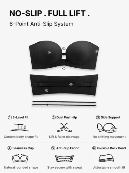 Pay 1 Get 2 - Women's Strapless Front Closure Push-Up Bra