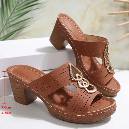 🔥LAST DAY PROMOTION 50% OFF - WOMEN'S LEATHER PLATFORM HIGH HEELS ORTHOPEDIC SANDALS