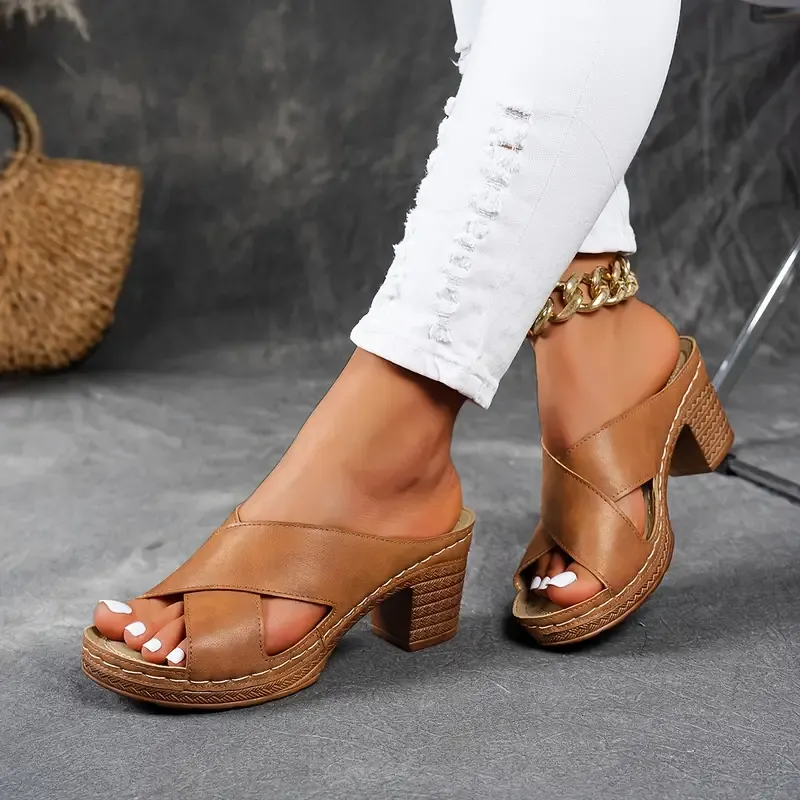 Women's Chunky Heel Slide Sandals ( BUY 2 FREE SHIPPING )
