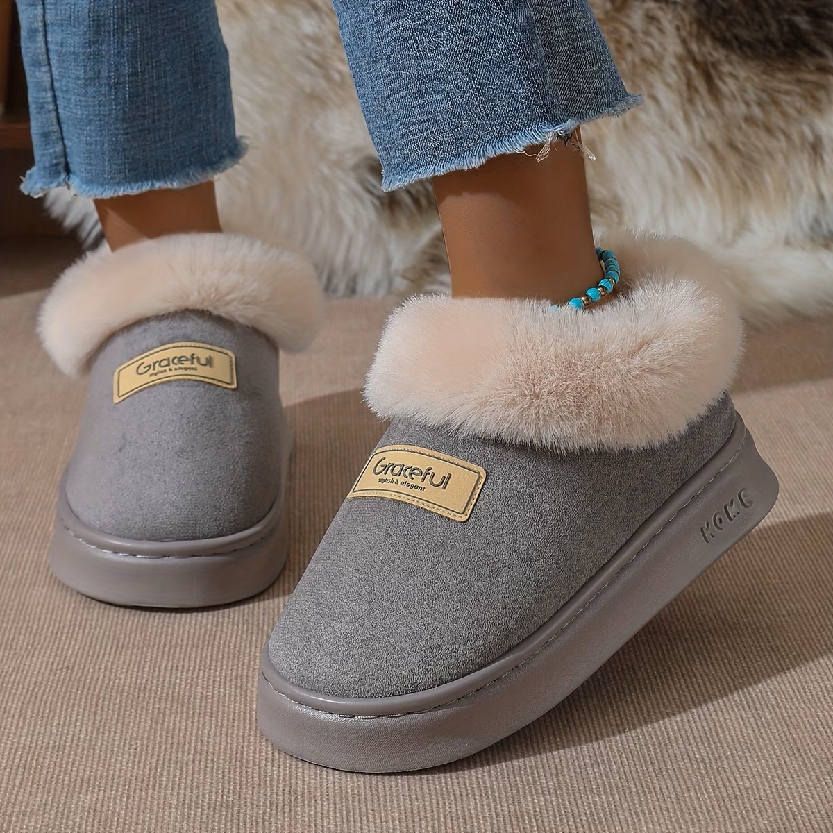 [ Warm Stylish Shoes ] Warm Stylish Plush-Trimmed Shoes  ( BUY 2 FREE SHIPPING )
