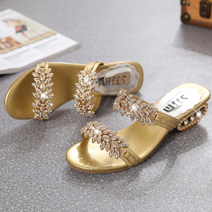 🔥Last Day 70% OFF - Women's Rhinestone Thick Heel Sandals