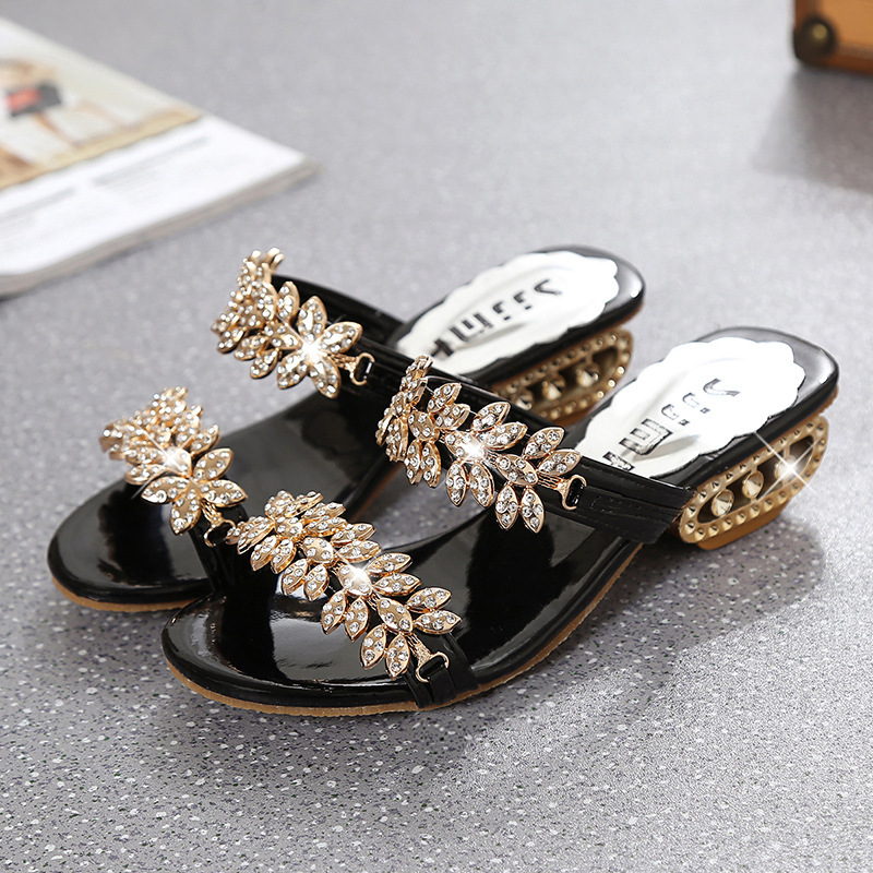 🔥Last Day 70% OFF - Women's Rhinestone Thick Heel Sandals
