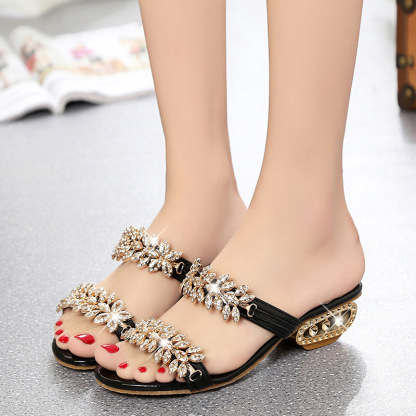🔥Last Day 70% OFF - Women's Rhinestone Thick Heel Sandals