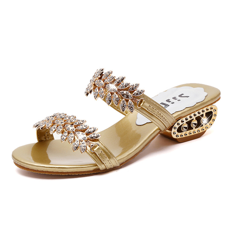 🔥Last Day 70% OFF - Women's Rhinestone Thick Heel Sandals