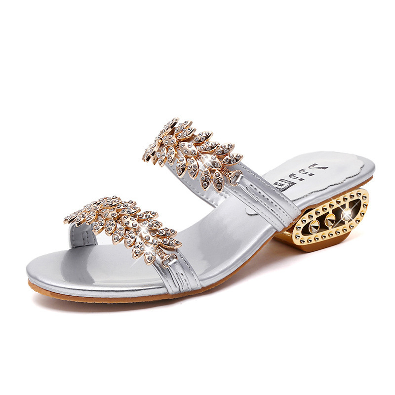 🔥Last Day 70% OFF - Women's Rhinestone Thick Heel Sandals