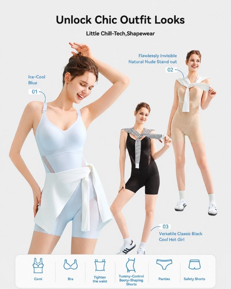 Pay 1 Get 3 - Cooling Tummy Control Butt-Lift Shapewear Bodysuit