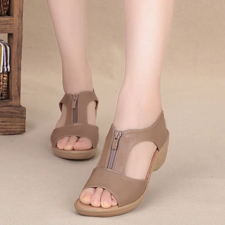 Flat Arch Support Zipper Sandals