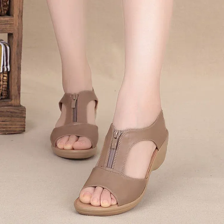 Flat Arch Support Zipper Sandals