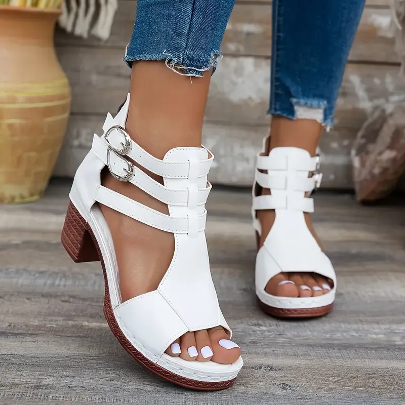 [Comfortable Wedge] Women'S Chunky Heeled Platform Sandals