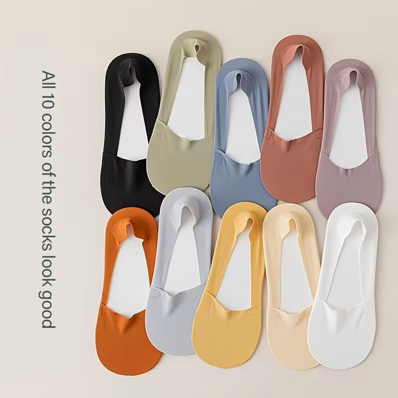 10 Pairs - Silicone Non-Slip Non-Fall Off with Ice Shallow Mouth Invis