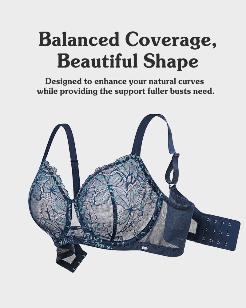 Pay 1 Get 3 - Floral Lace Plus Size Unlined Minimizer Bra