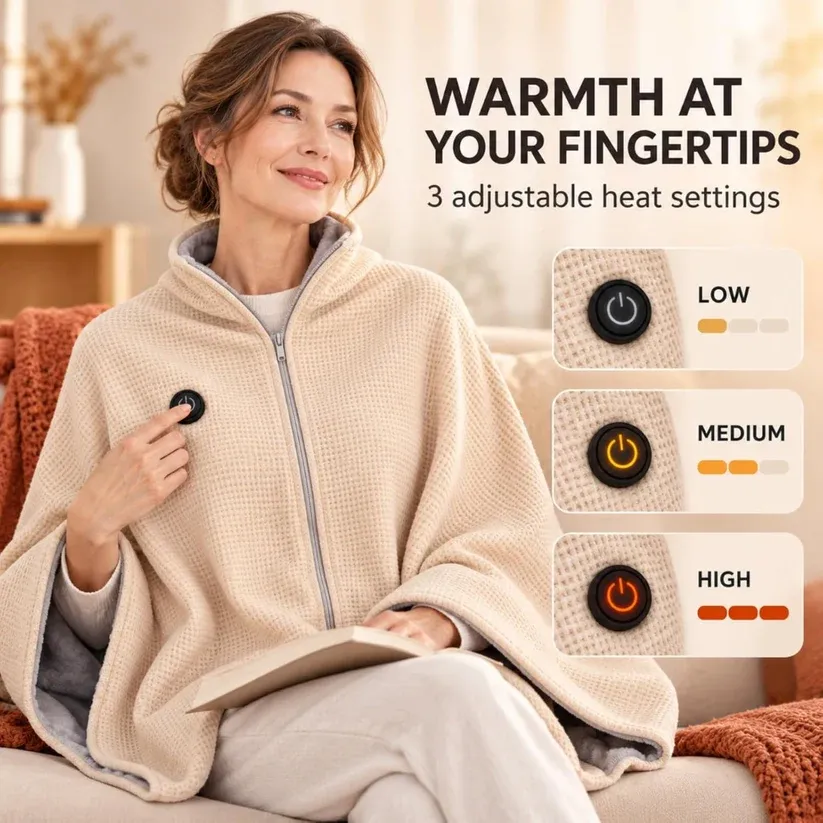 Portable Soft Zipper Electric Heated Blanket Shawl☀️