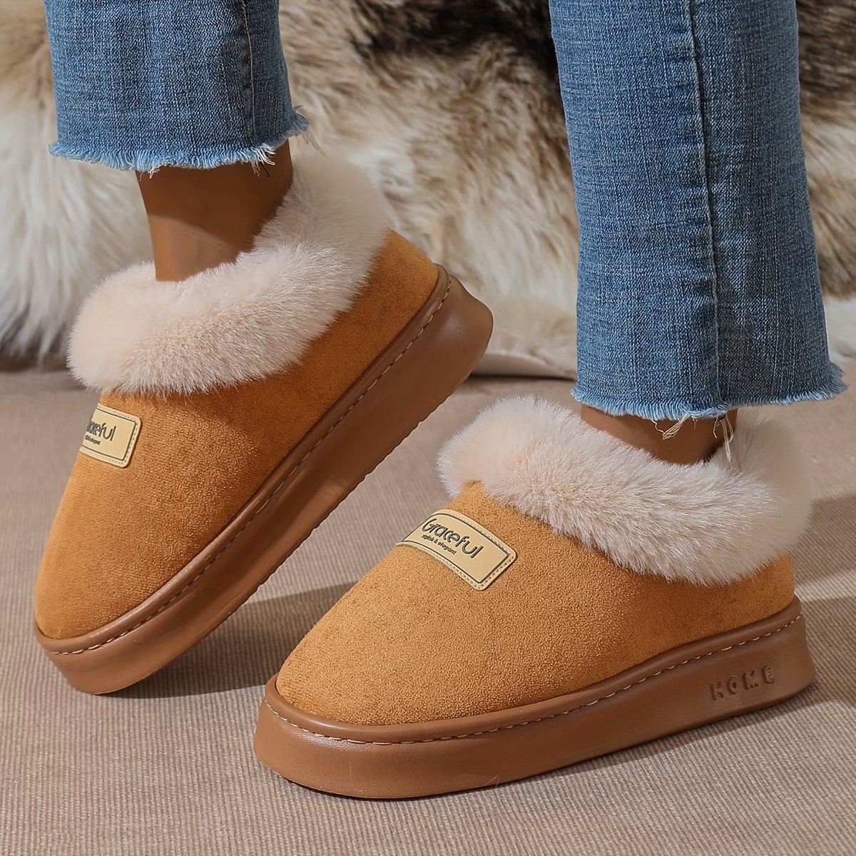 [ Warm Stylish Shoes ] Warm Stylish Plush-Trimmed Shoes  ( BUY 2 FREE SHIPPING )