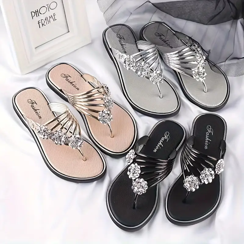 Womens floral flat flip flops