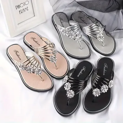 Womens floral flat flip flops