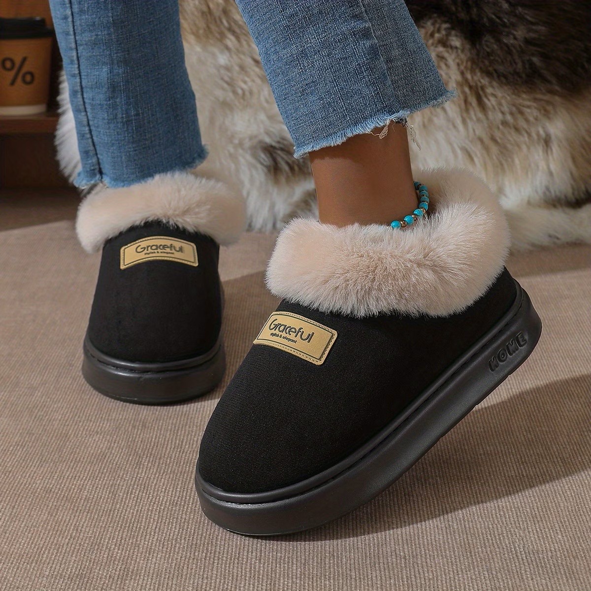 [ Warm Stylish Shoes ] Warm Stylish Plush-Trimmed Shoes  ( BUY 2 FREE SHIPPING )