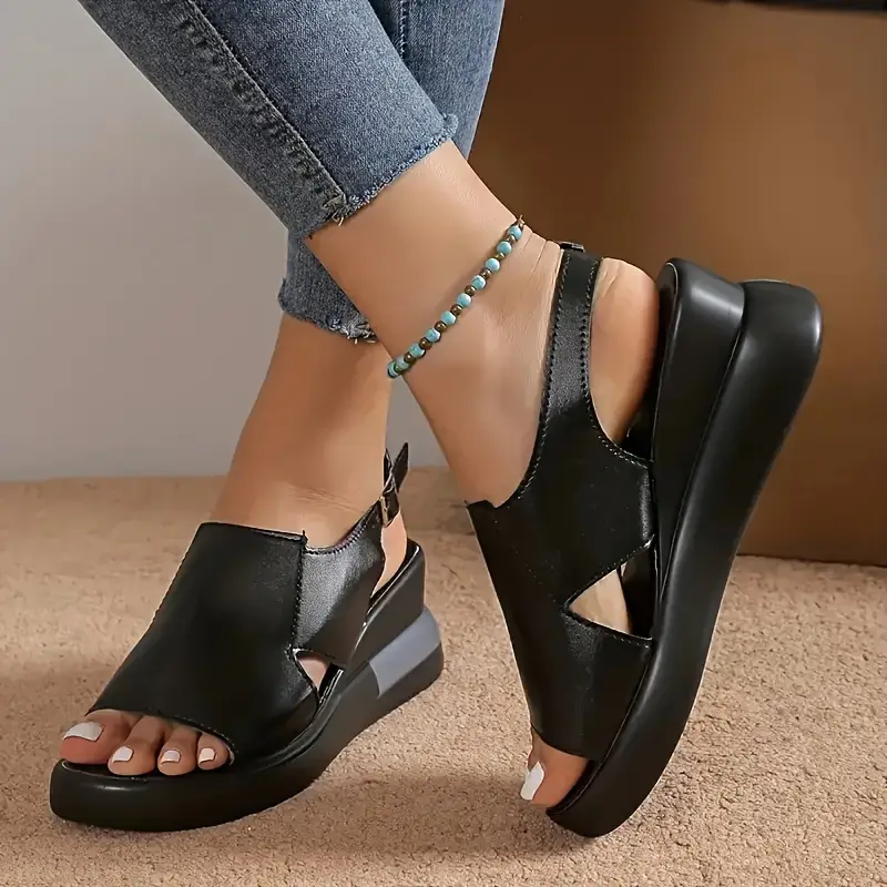 Women'S Solid Color Wedge Sandals