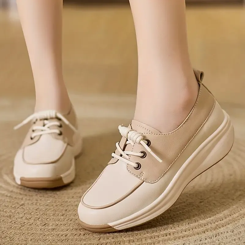 Women's Chic White Slip-On Loafers with Thick Sole