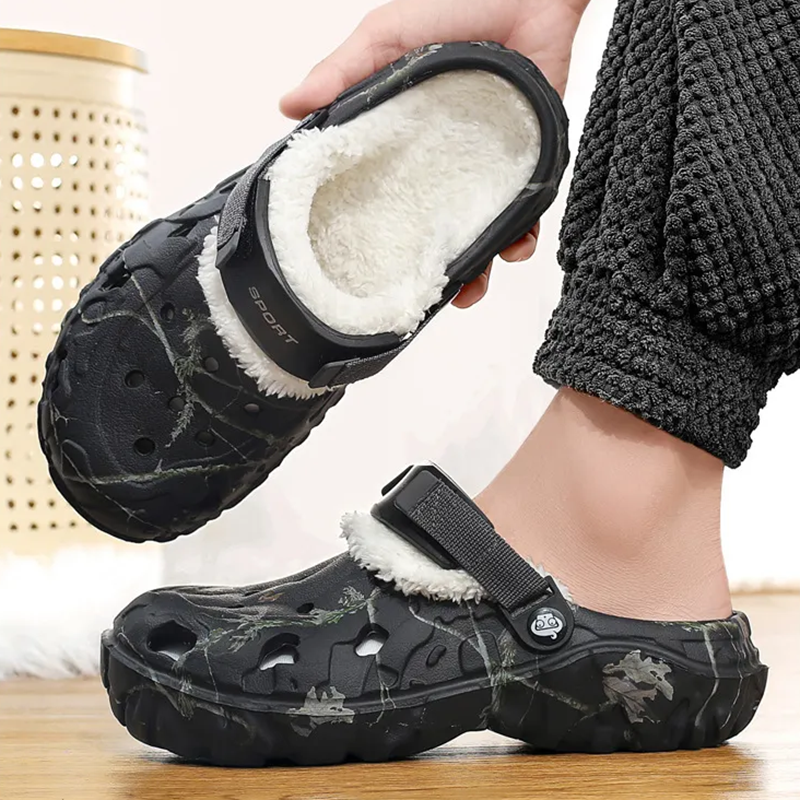 Men's Warm Indoor/Outdoor Slippers with Soft Fleece Lining
