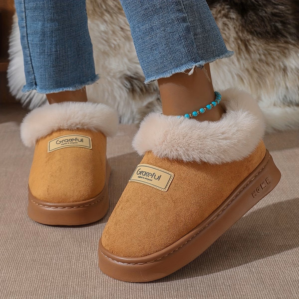 [ Warm Stylish Shoes ] Warm Stylish Plush-Trimmed Shoes  ( BUY 2 FREE SHIPPING )
