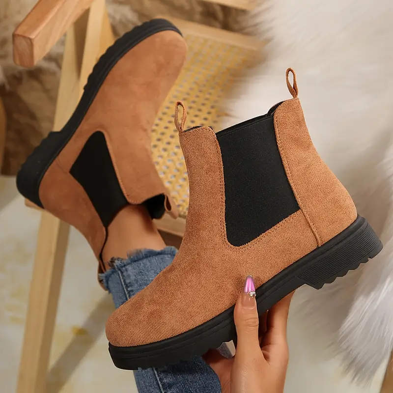 Women's Solid Chunky Low Heel Ankle Boots ( BUY 2 FREE SHIPPING )