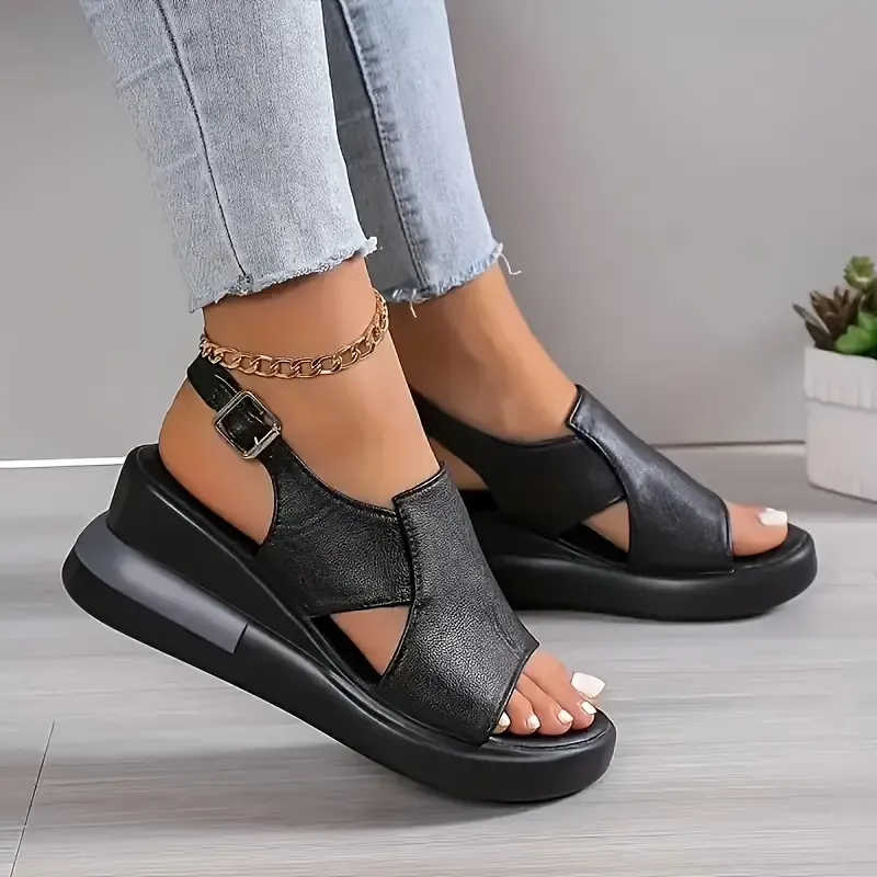 Women'S Solid Color Wedge Sandals