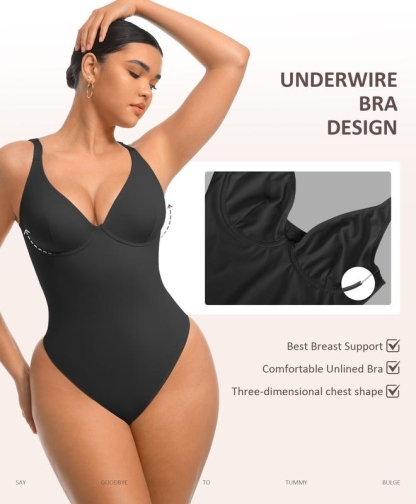 Pay 1 Get 2 - Women V-Neck Bodysuit Thong Shapewear