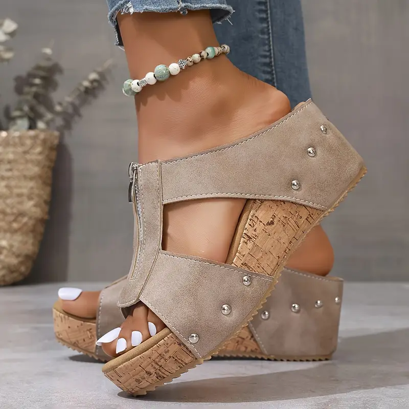 Womens Stylish Wedge Slide Sandals