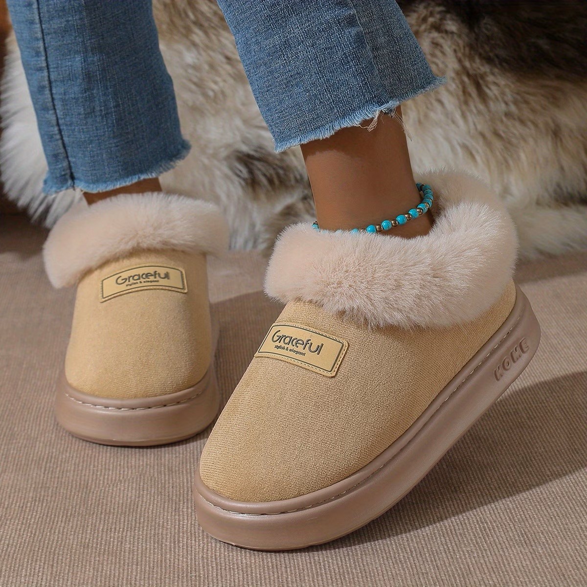 [ Warm Stylish Shoes ] Warm Stylish Plush-Trimmed Shoes  ( BUY 2 FREE SHIPPING )