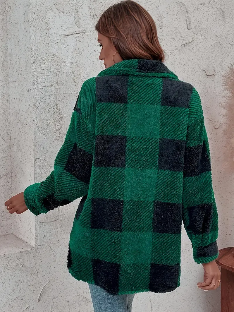 Plush Winter Jacket - & Checkered High Elasticity Coat