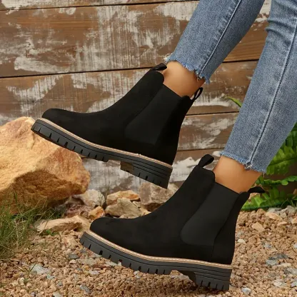 Women's Solid Chunky Low Heel Ankle Boots ( BUY 2 FREE SHIPPING )