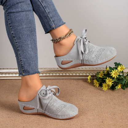 🔥Last Day Promotion 50% OFF - New Women's Sculpted Wedge Heel Thick Leather Shoes