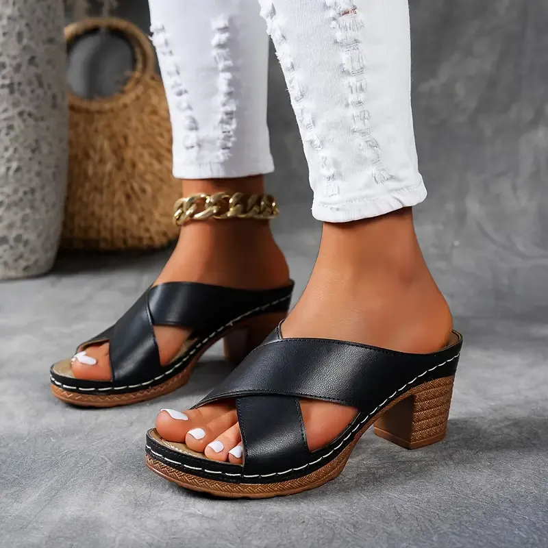 Women's Chunky Heel Slide Sandals ( BUY 2 FREE SHIPPING )