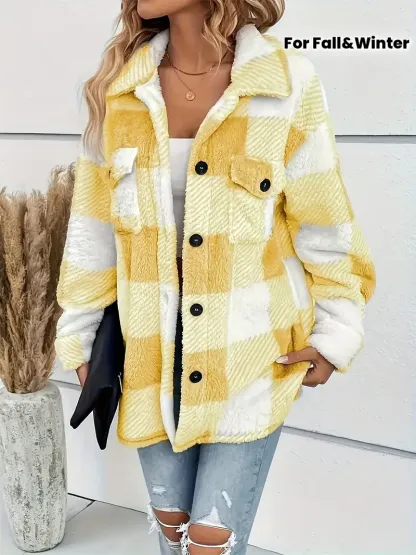 Plush Winter Jacket - & Checkered High Elasticity Coat