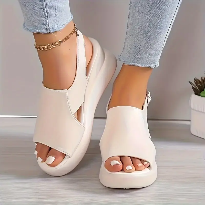 Women'S Solid Color Wedge Sandals