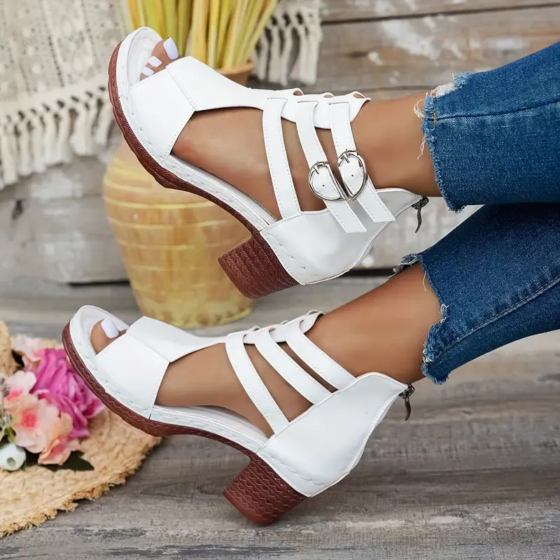 [Comfortable Wedge] Women'S Chunky Heeled Platform Sandals