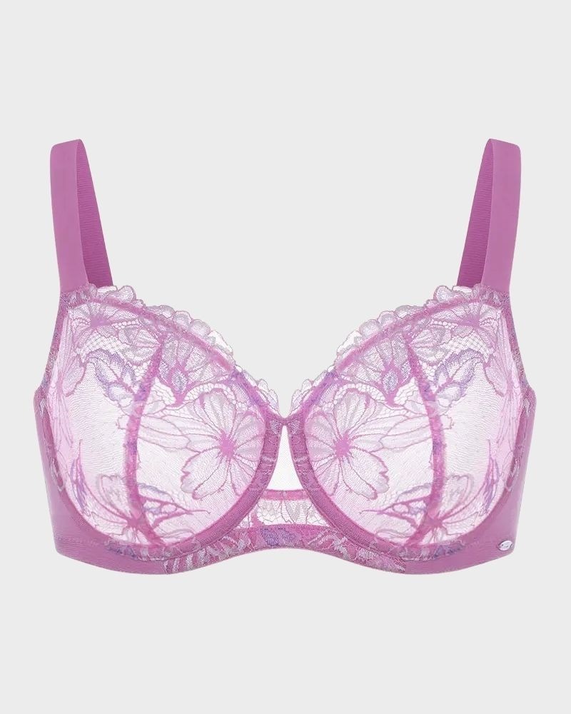 Pay 1 Get 3 - Floral Lace Plus Size Unlined Minimizer Bra
