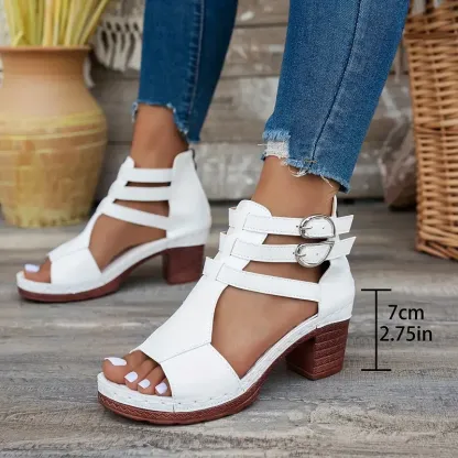 [Comfortable Wedge] Women'S Chunky Heeled Platform Sandals
