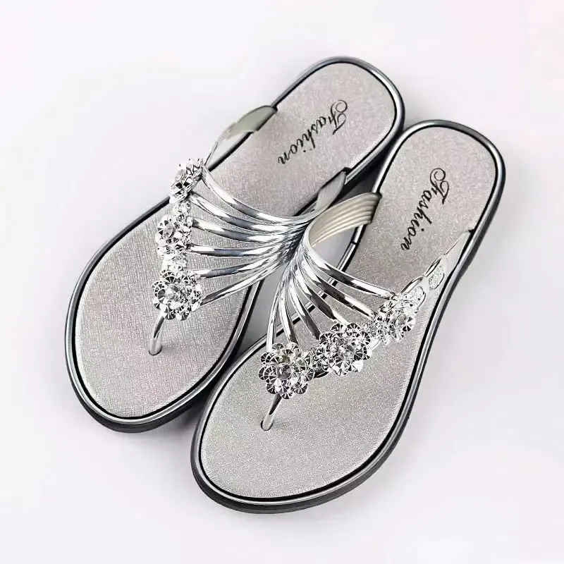 Womens floral flat flip flops