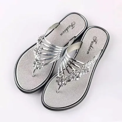 Womens floral flat flip flops