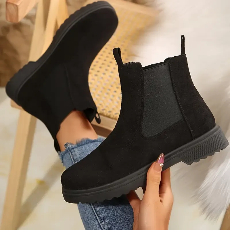 Women's Solid Chunky Low Heel Ankle Boots ( BUY 2 FREE SHIPPING )