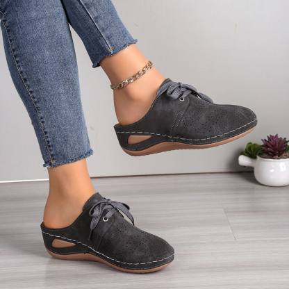 🔥Last Day Promotion 50% OFF - New Women's Sculpted Wedge Heel Thick Leather Shoes