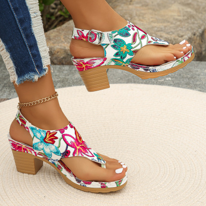 🔥Last Day 70% OFF - Oversized mid-heel printed sandals