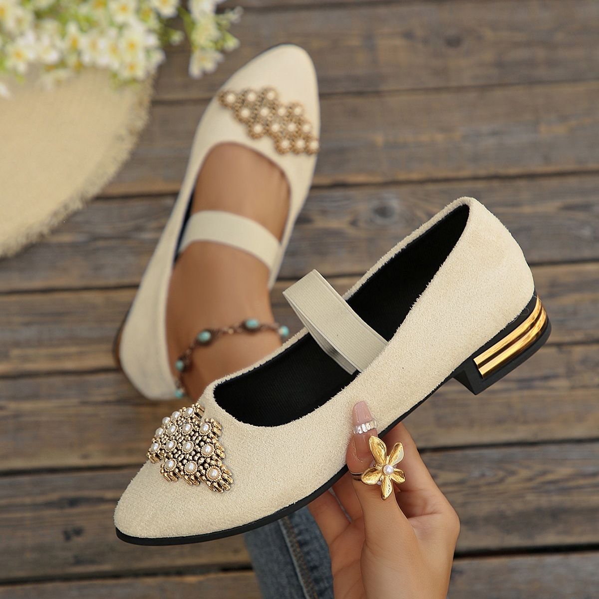 Foot comfort – French rhinestone plus size shoes
