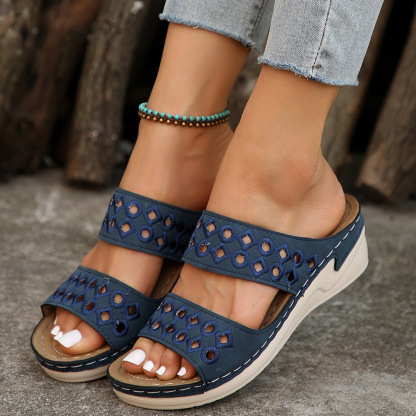Orthopedic wedge heel platform slippers