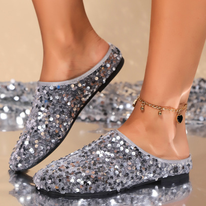 🔥Last Day 60% OFF - Sequined closed toe half slippers