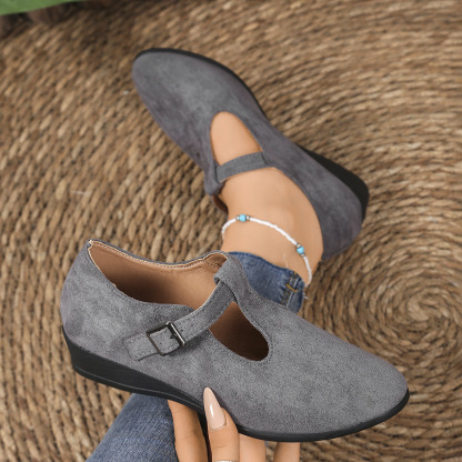 🔥Last Day 60% OFF - Women's Comfortable Pointed Toe Shallow Buckle Wedge Heel Loafers