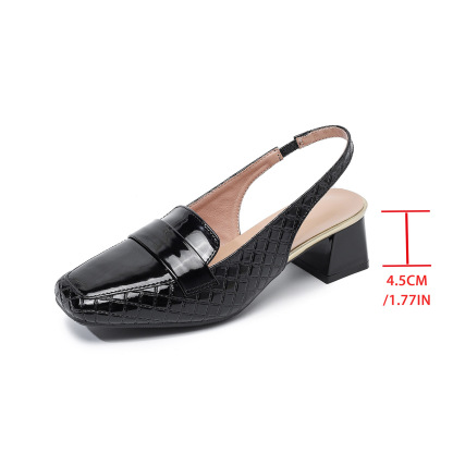 Genuine Leather Square-toe Slingback High Heels ( BUY 2 FREE SHIPPING )